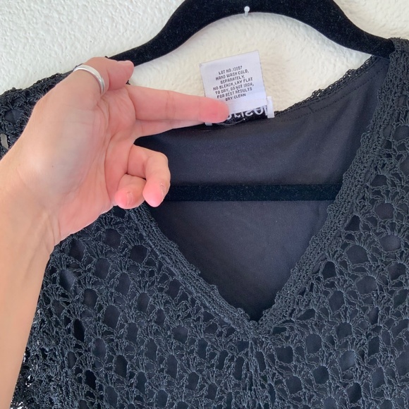 Y2K! Marisol Beaded Dress Black Lace Crochet Size Medium - Picture 15 of 16